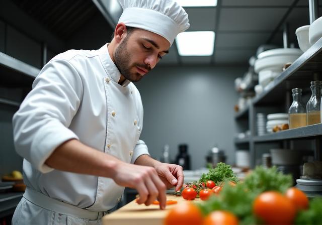 Chef al lavoro nella cucina di Maree e Sapori.